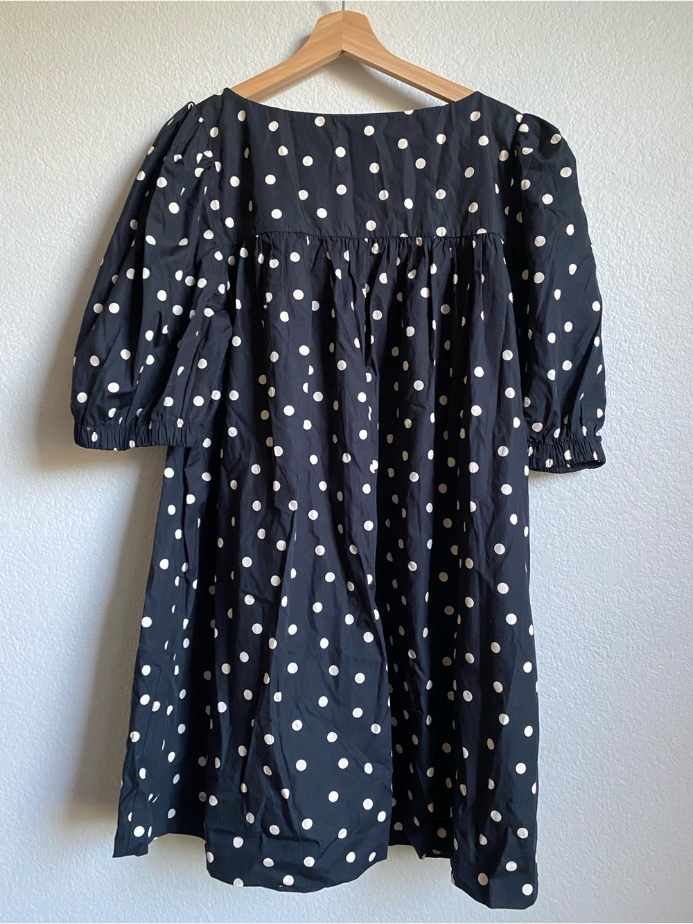 Anthropologie Black Mini Dress with White Polka Dots - Picture 6 of 9